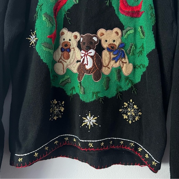 Vintage Holiday Teddy Bear Festive Christmas Sweater Large - Picture 4 of 16